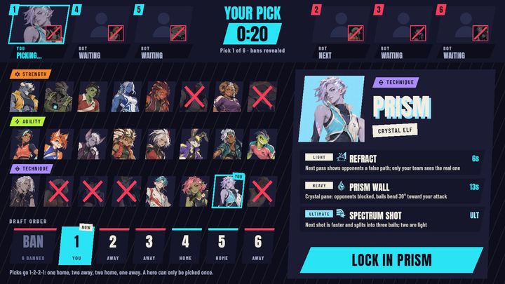 The ban and pick draft before an online match