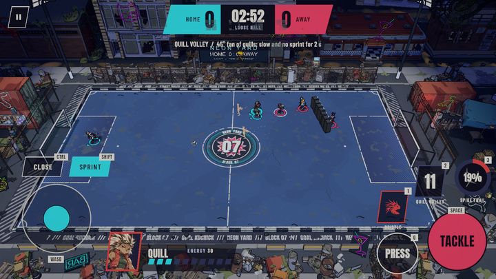 The whole court seen from above during a match